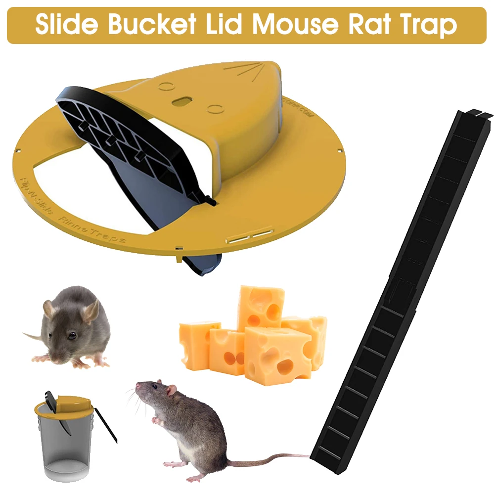 

Rat Trap Lid Glue-free Plastic Gallon Bucket Automatic Flip Trap Indoor Outdoor Home Portable Mice Trap Accessories