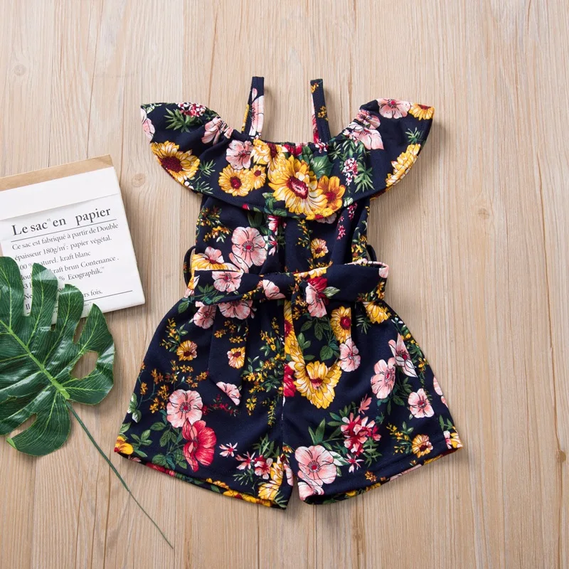 

Toddler Girls Overalls floral Bodysuits Kids Toddler Baby Girl Bodysuit babyPlaysuit Sunsuit Clothes Set 1-5Y