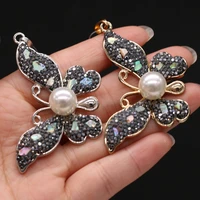 natural stone pearl butterfly shape pendant 35x60mm silver for jewelry making necklaces accessories gift