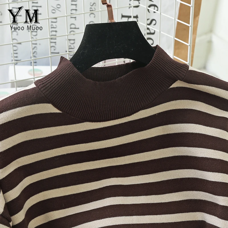 YuooMuoo европейский стиль повседневное Полосатое Женское зимнее платье новинка