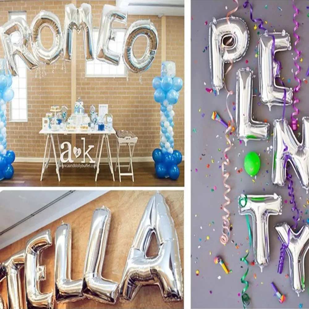 

1PC 40inch A-Z Alphabet Foil Balloons Silver Letter Ballon Kids Adults Birthday Decorations Helium Ball Wedding Party Supplies