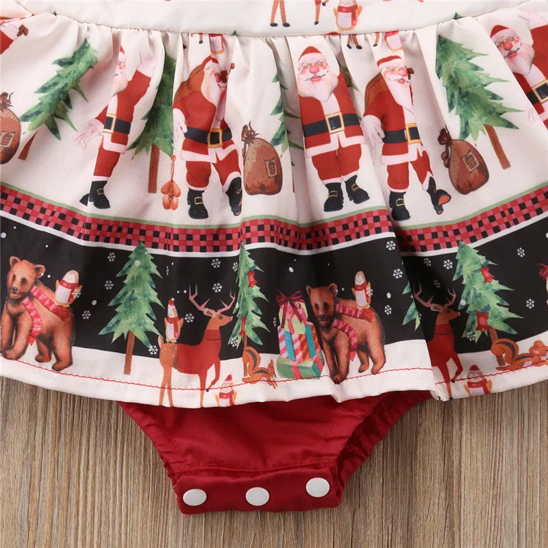 Рождественское платье для новорожденных красные вечерние комбинезоны с