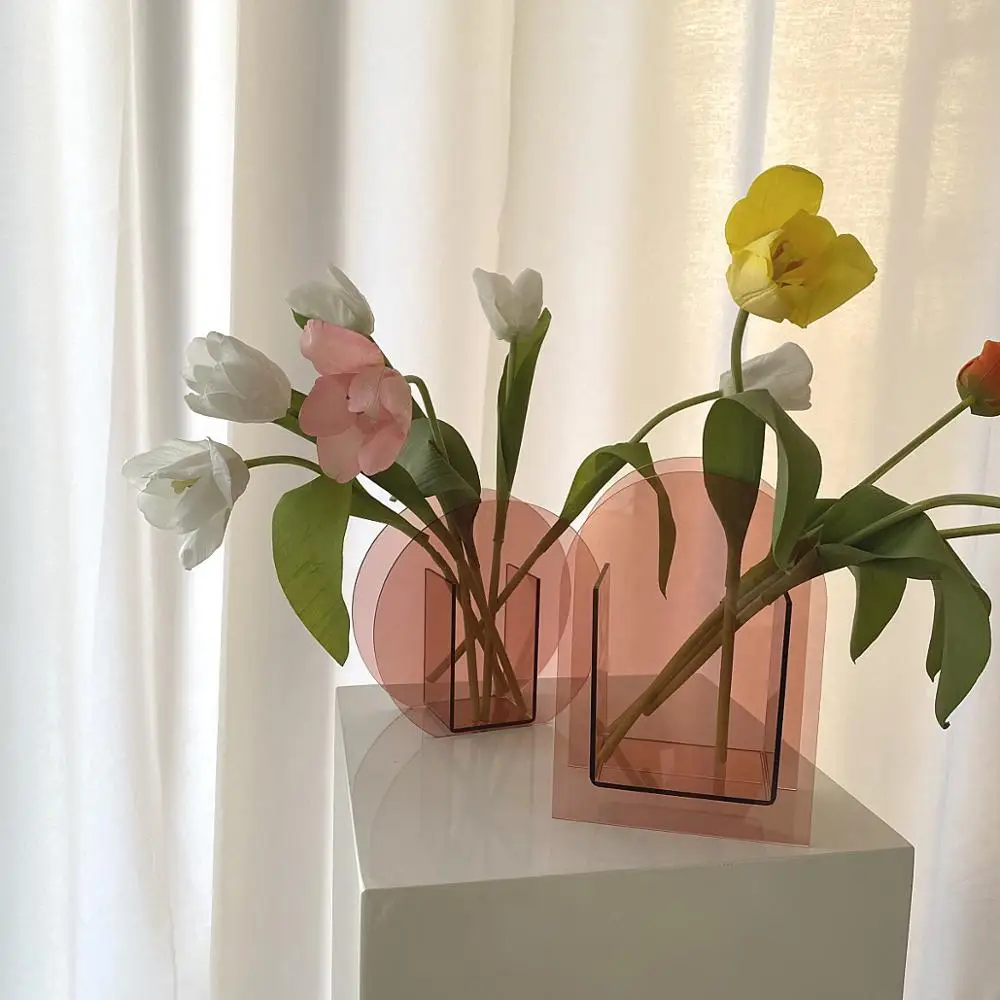 

Creative Home Decor Geometric Vases Transparent Acrylic Vase Floral Container Decorative Wedding Party Flowers Centerpieces