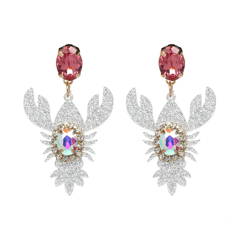 Серьги в форме лобстера модная трендовая индивидуальная подвеска с кристаллами