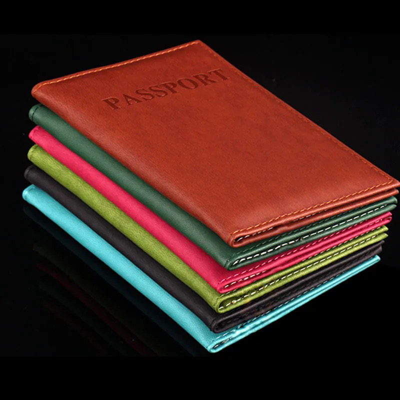 

Women Men Passport Holder Leather Travel Passport Cover Card Case Holder