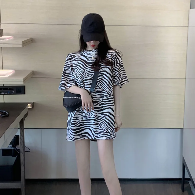 

#2582 Summer Korean Tshirts Women Black And White Short Sleeve T-shirt Women's Thin Long Sexy Top Casual Loose Tshirt Ladies