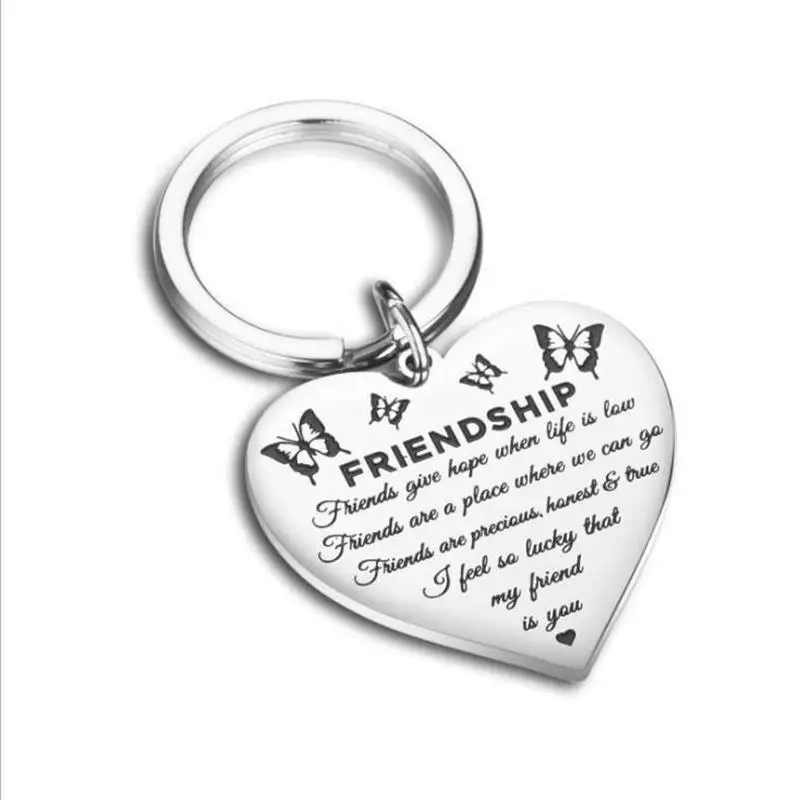 

2021 New Stainless Steel Necklace Heart-shaped Pendant Keychain Best friends Friendship Gift