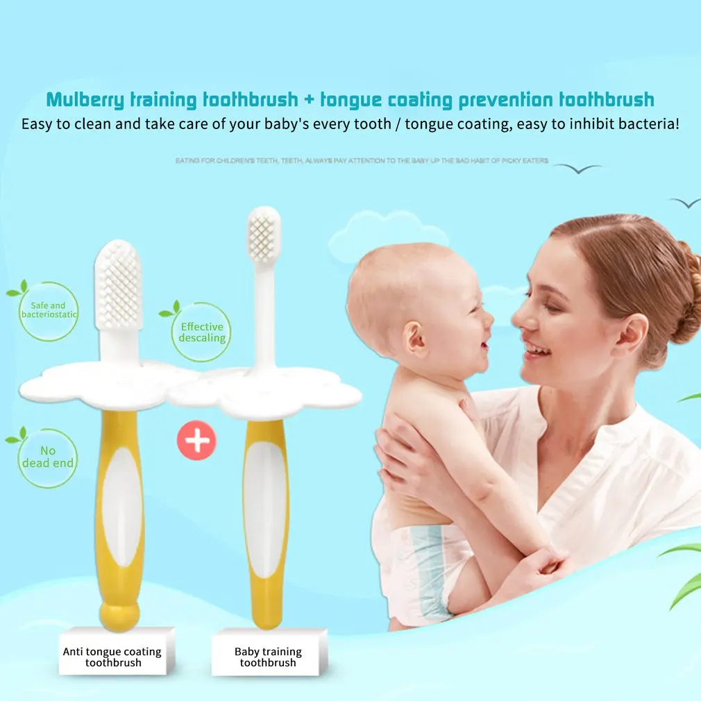 

Oral Care Kit Set Training Toothbrush Infant TPE Toothbrush Tongue Brush For Sensitive Gums Kids First Deciduous Tooth