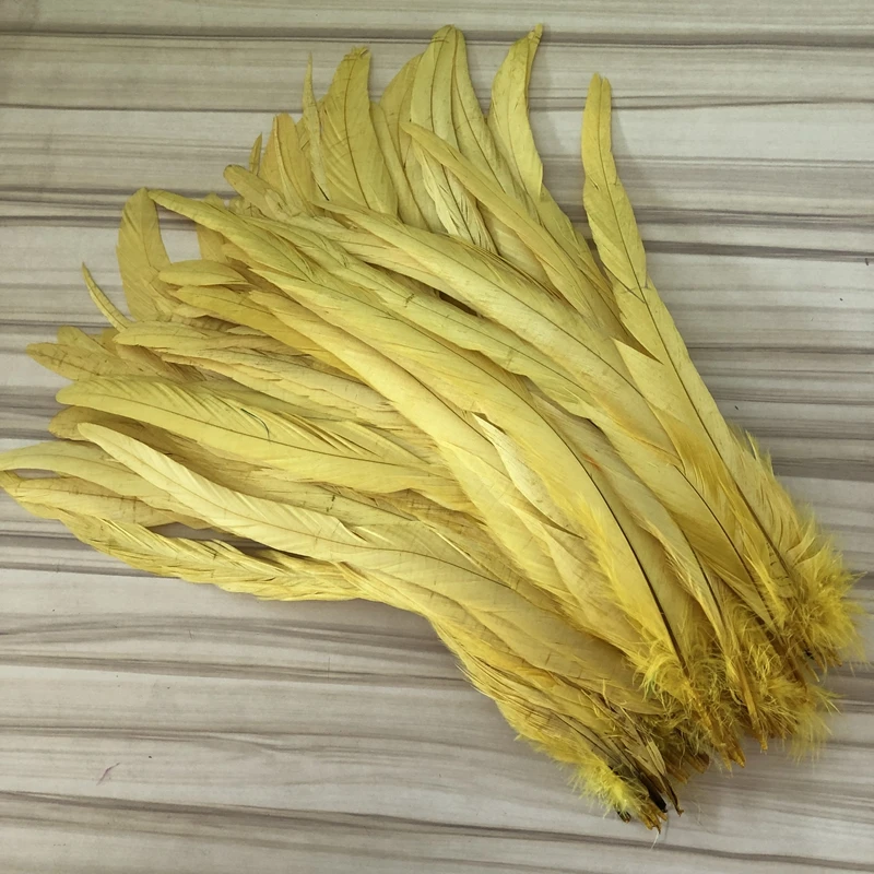 Бесплатная доставка 500 шт./лот желтый окрашенный свободный петух хвост перья 14 16