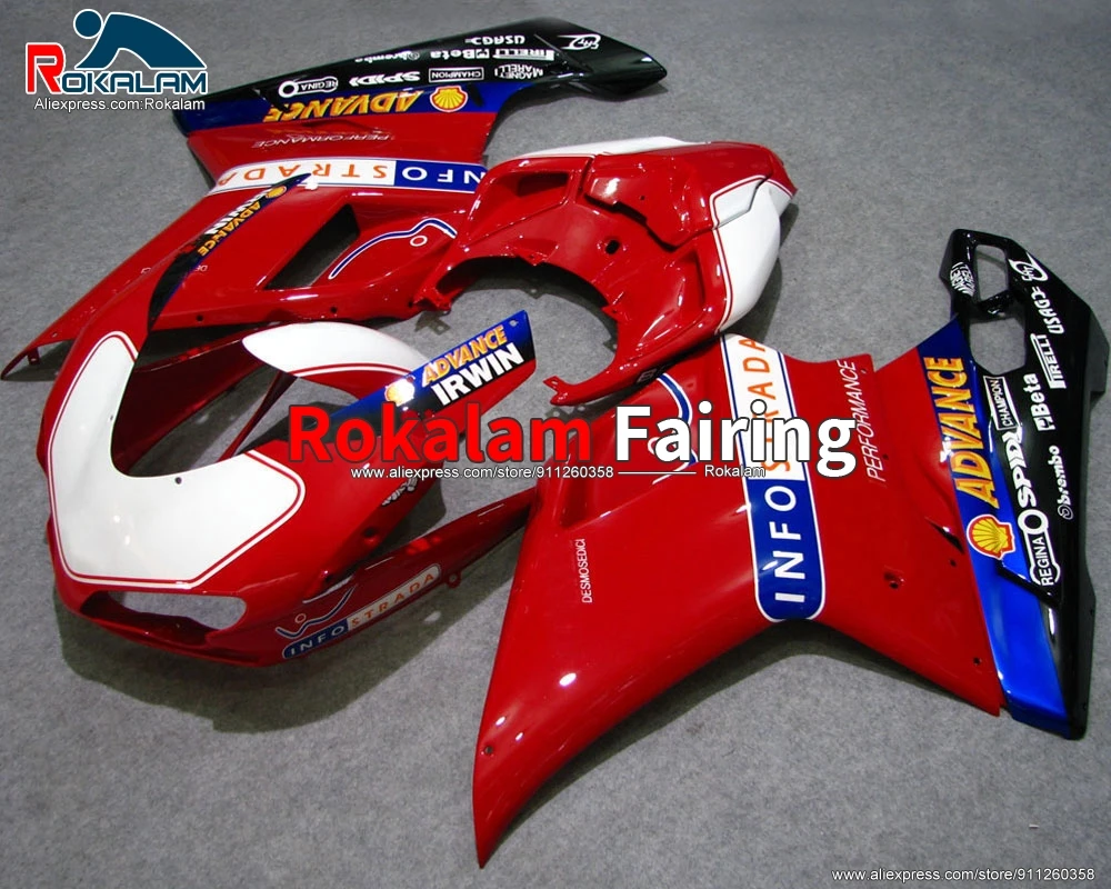 

Обтекатель из АБС-пластика для Ducati 848, 1098, 1198, 2007, 2008, 2009, 2010, белый, красный, черный комплект обтекателей для мотоцикла (литьё под давлением)