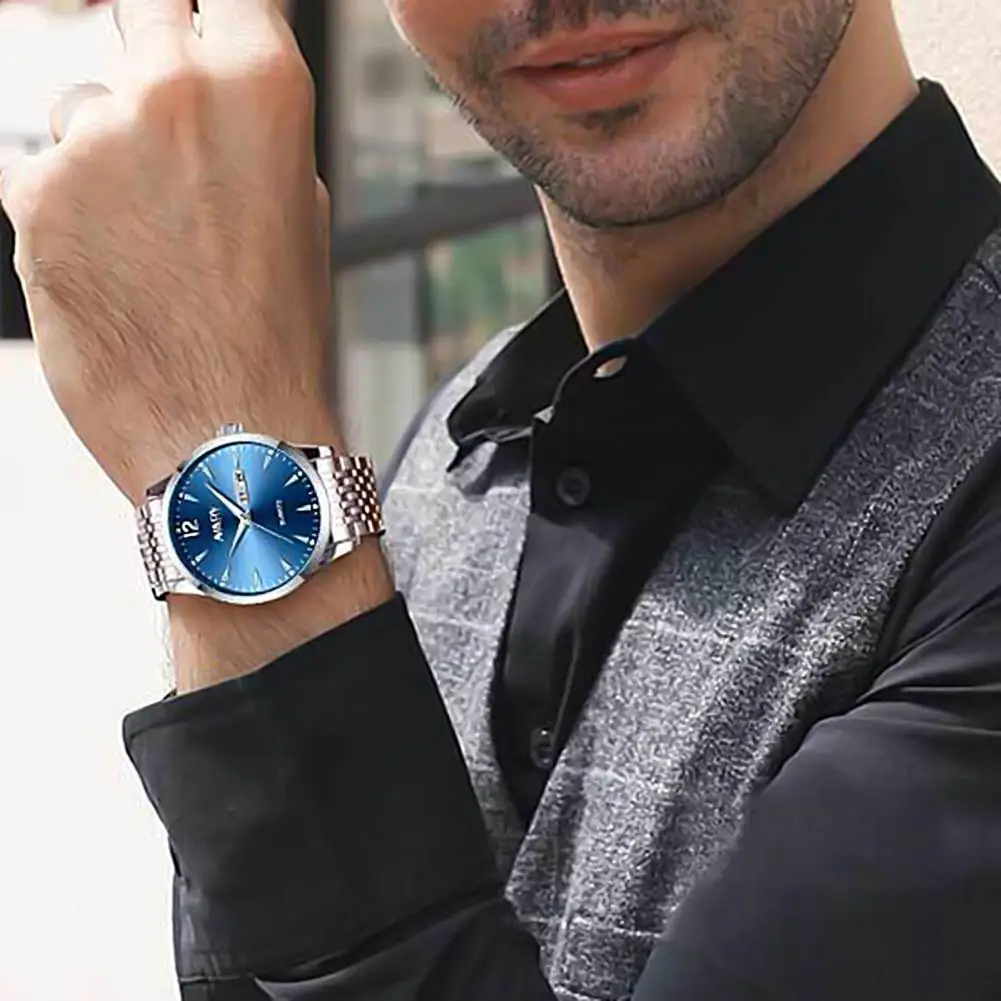 Модные стильные тонкие кварцевые наручные часы 3D деловые с двойным календарем