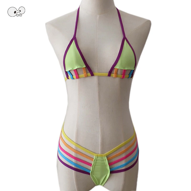 

Multi Strip Extreme Sex Beach Sunbath Bikini Set Sexy Mini G-String Thong Micro Bikinis Female Swimsuit Outdoor Biquini Swimwear