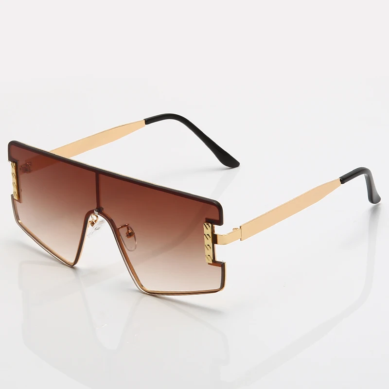 

2021 New Arrival Luxury Shield Sunglasses Men Women Goggle PC Gradients Lens Golden Frame Brand Designer High-End Sun Glasses