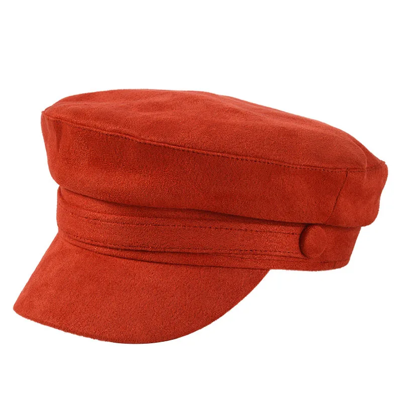 Autumn red Осенне-зимняя одноцветная Кепка с плоской подошвой, военная Кепка, Мужская армейская шляпа, шляпы матроса, женские шляпы армейские кепки - Цвет: Autumn red