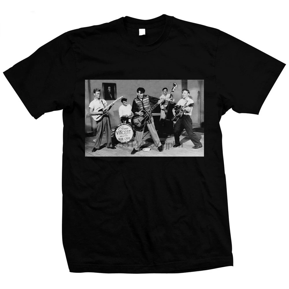 Футболка из 100% хлопка с принтом Джина Винсента и его синих капюшонов | Футболки на