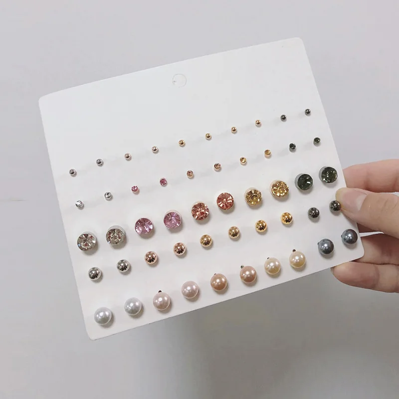 

Vintage Gold Stud Earrings Set for Women Girl Pearl Circle Crystal Earring Big Piercing Earring Fashion Jewelry 2021 New Gifts