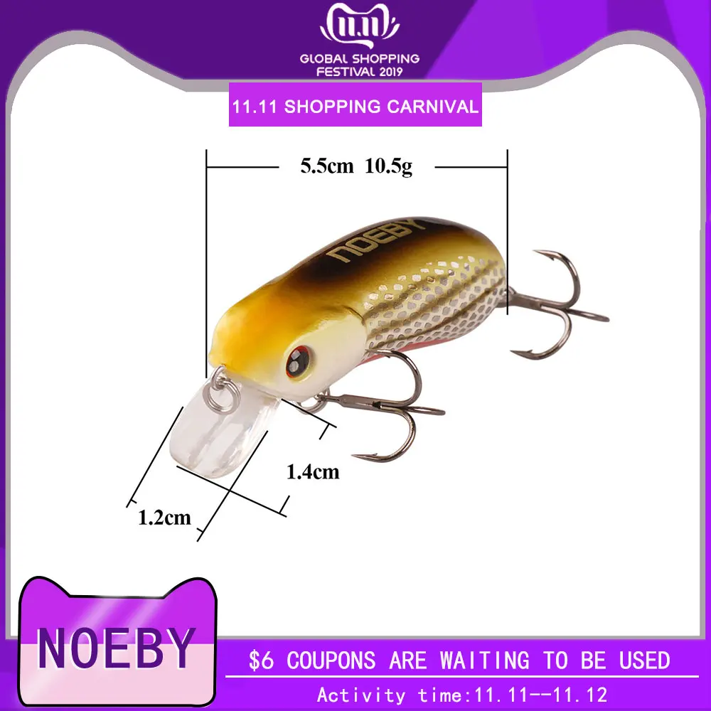 NOEBY рыболовные приманки NBL9111 Minnow приманка 55 мм 10 5 г ПВХ жесткие Реалистичная