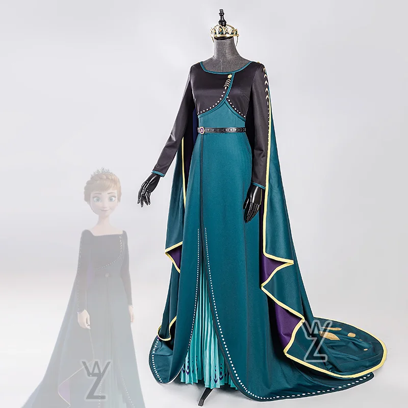 

Ice Queen 2 Anna Coronation Dress Cosplay Costume Long Gown Cape Adult Women Elsa Princess Halloween Carnival Party Dresses