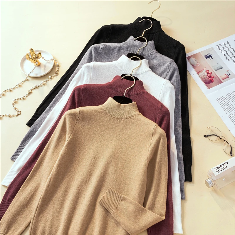 0 3 осень зима водолазка вязаный женский сладкий и пуловеры Тонкий толстый черный