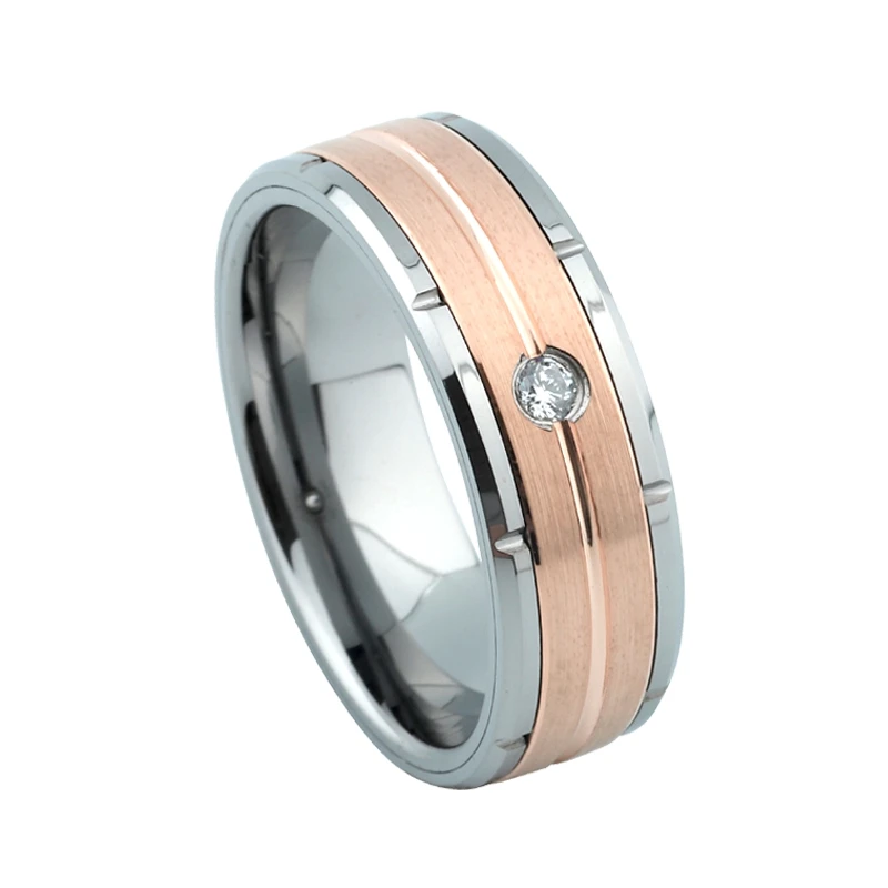 

wholesale luxury 18k rose gold plated man jewelry zircon stone tungsten carbide rings for men