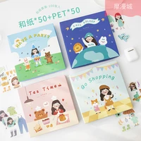 100 pcsbox cute cartoon girl kawaii decoration stickers planner scrapbooking stationery korean diary stickers