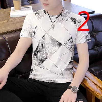 

Short-sleeved t-shirt men's round neck ice silk trend solid color Korean version of the self-cultivation silk