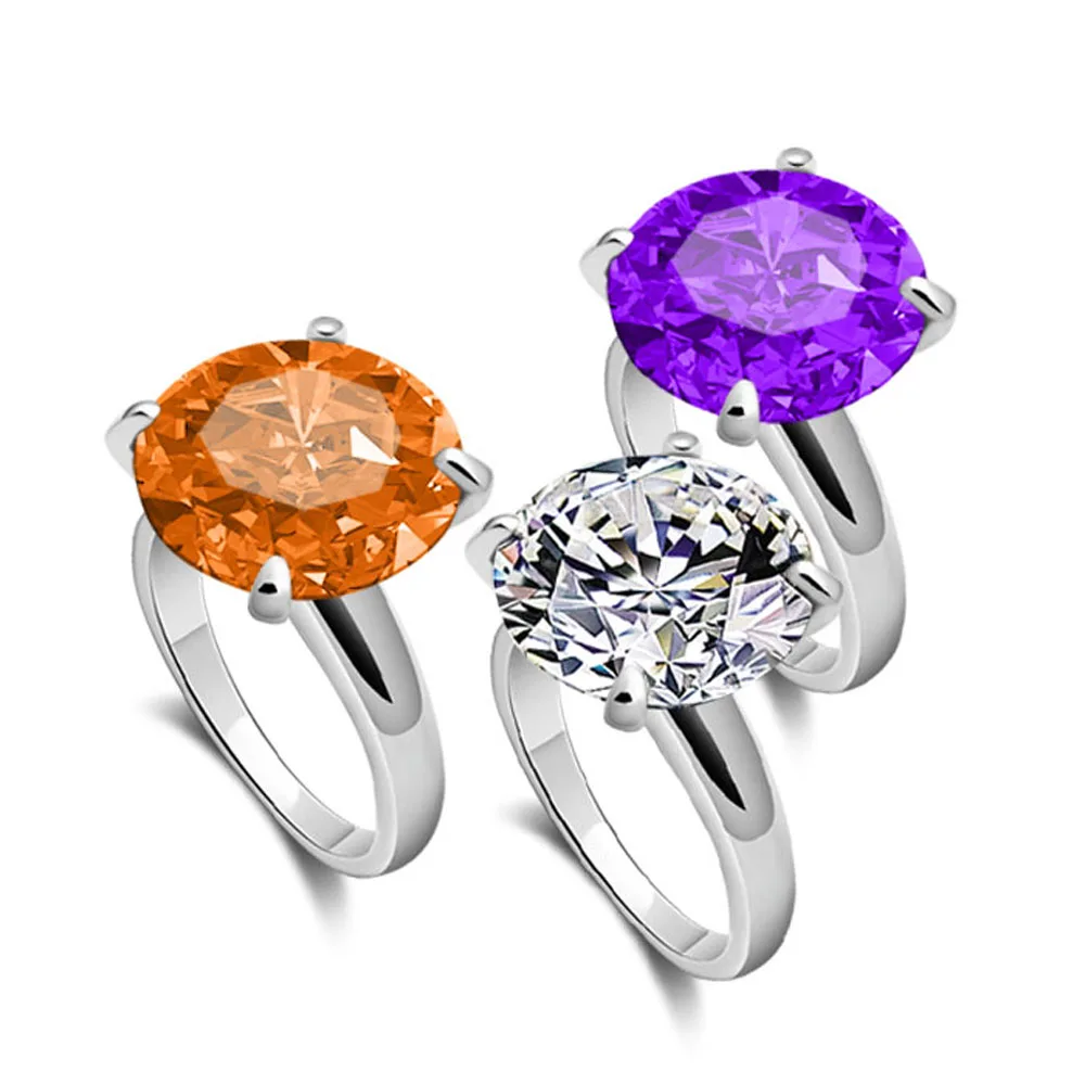 Женское большое кольцо из серебра 925 пробы с фианитом | Украшения и аксессуары