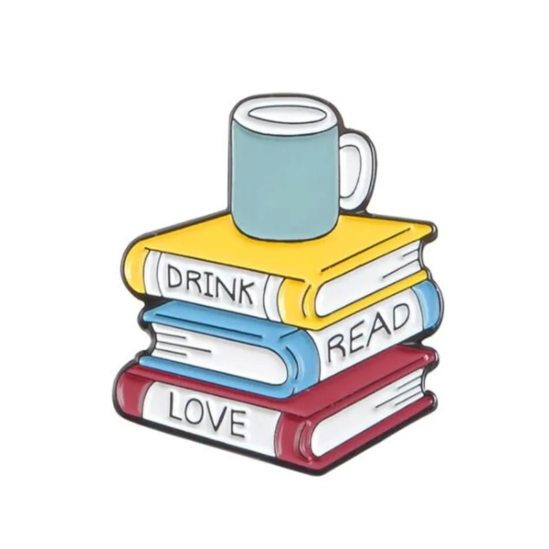 Новый мультфильм металлический Книжный кот булавка брошь record эмаль значок