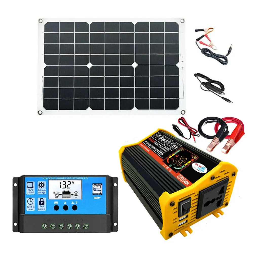 

Sturdy Practical 500W Inverter+30A 12V/24 Controller+18W18V Solar Panel Solar Charge Controller Solar System