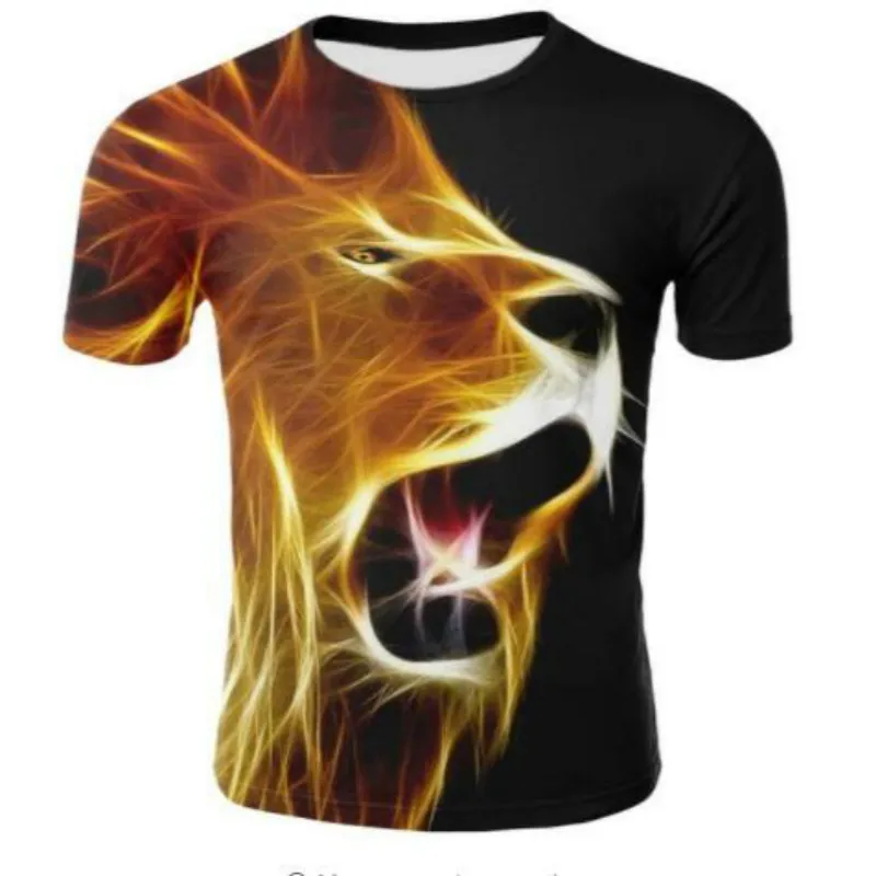 Новая крутая футболка с 3D принтом Lightning Lion для мужчин/женщин летние топы коротким