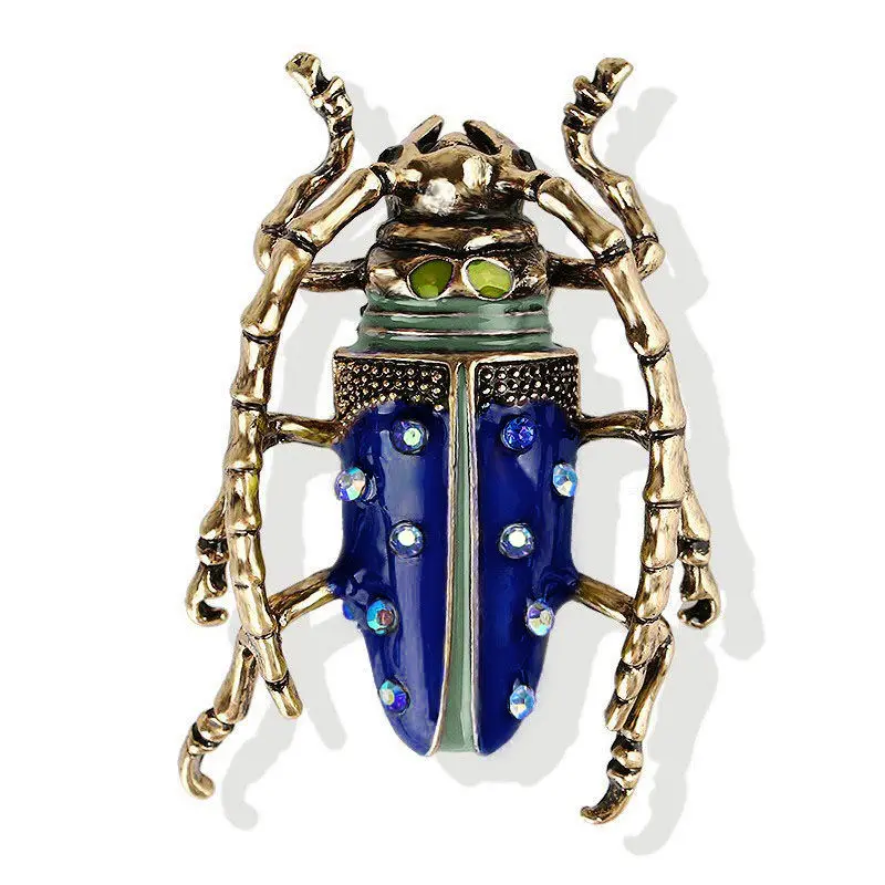 Ретро цветной глазурью моделирование насекомое Жук значок брошь на булавке