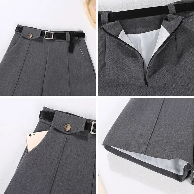 

Solid High Waist Suit Shorts Women Belt 2020 Fashion Casual Joker Streetwear Female Short Wide-Leg womenwear Hot High Quality