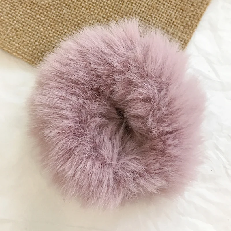 Hot Sale-7 1 шт., мягкие резинки для волос из искусственного меха ярких цветов для женщин и девочек, пушистые резинки для волос, зимние милые резинки, резинки для волос, аксессуары для волос - Цвет: Hot Sale-7