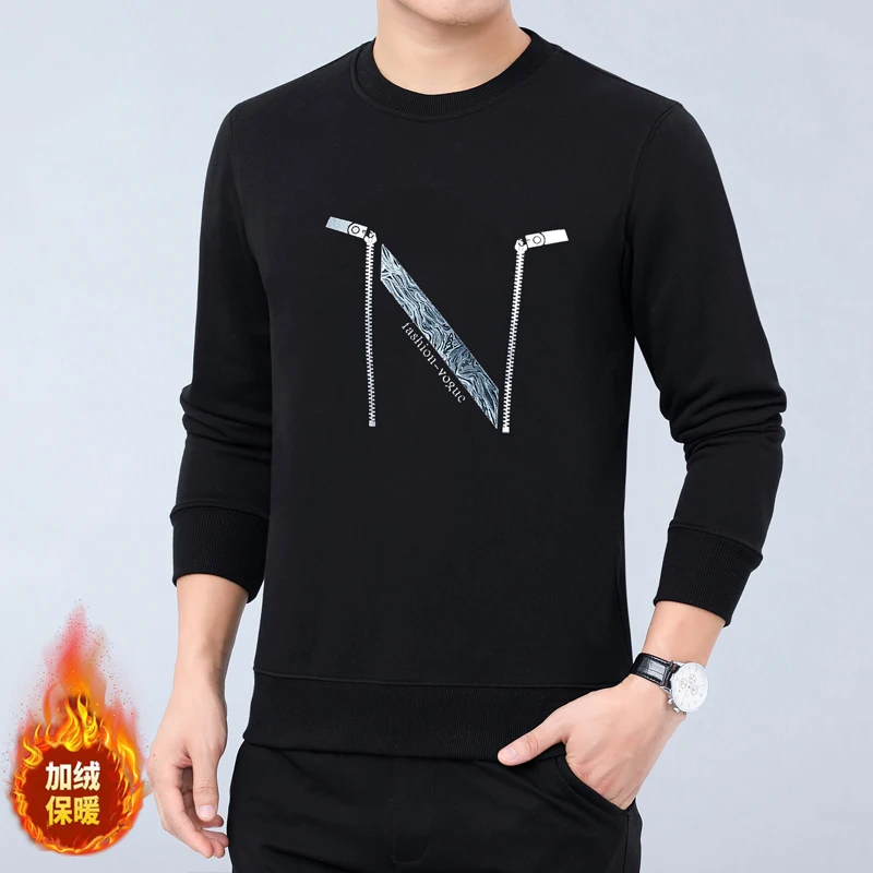 

's Leisure Coat Long Sleeve High-End Business Add Wool Fleece Han Edition Code of Men Casual Sweatshirts Cotton Full Character