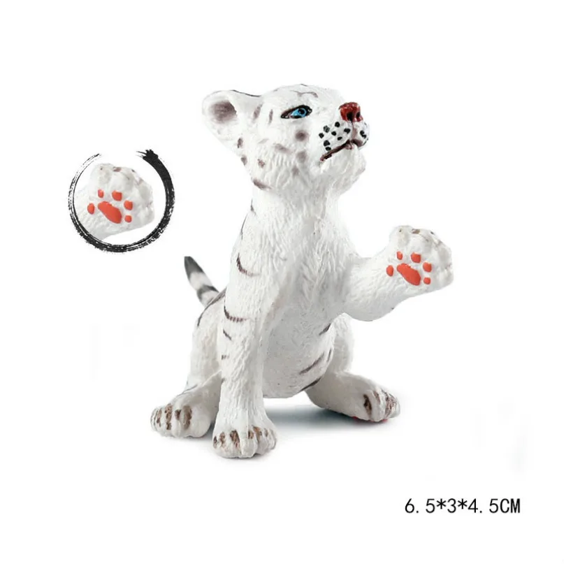 Playing white tiger Милый куб модель моделирование зоопарк дикая природа фигура прекрасная образовательная детская панда Лев Зебра слон животное игрушка для детей Декор подарок - Цвет: Playing white tiger