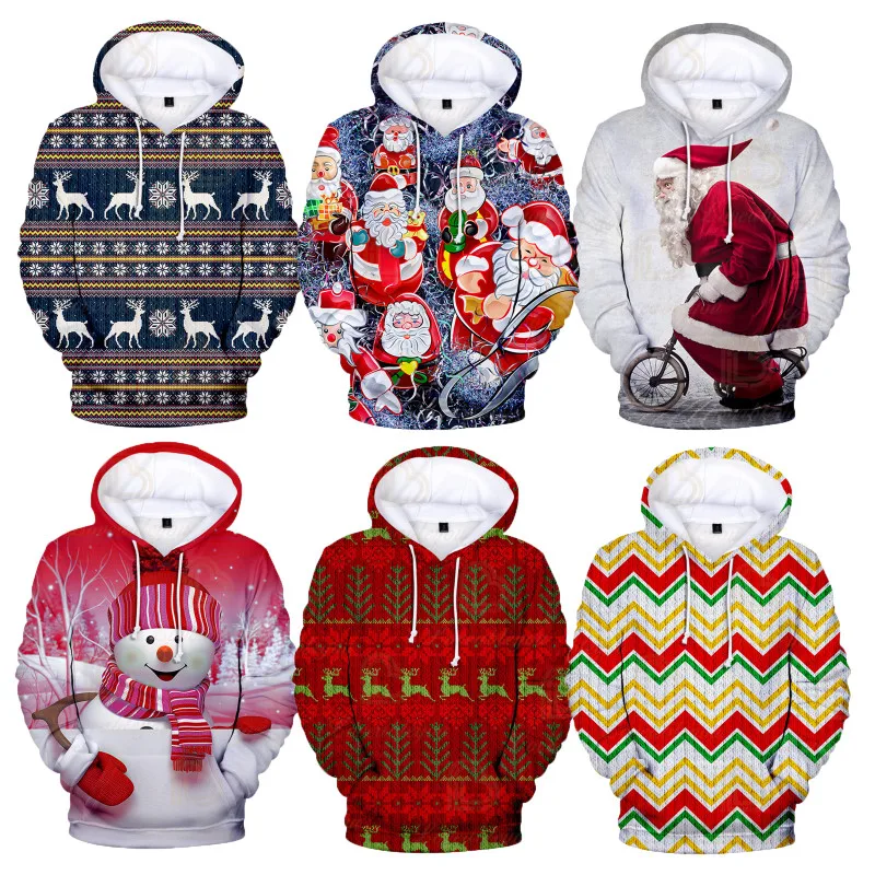 

Christmas Men's Hoodie 3D Printing Hooded Sweatshirt Fall Winter Fashion Snowman Hooded Pullover Children's Clothing Gifts