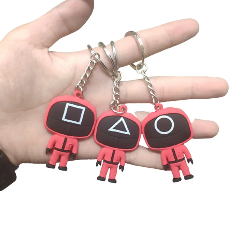 

Squid Game Keychain Cosplay Figures Mask Charms Cartoon Cute Bag Pendant Tv Show Anime Accessories Car Key Chain Toy Gift Friend