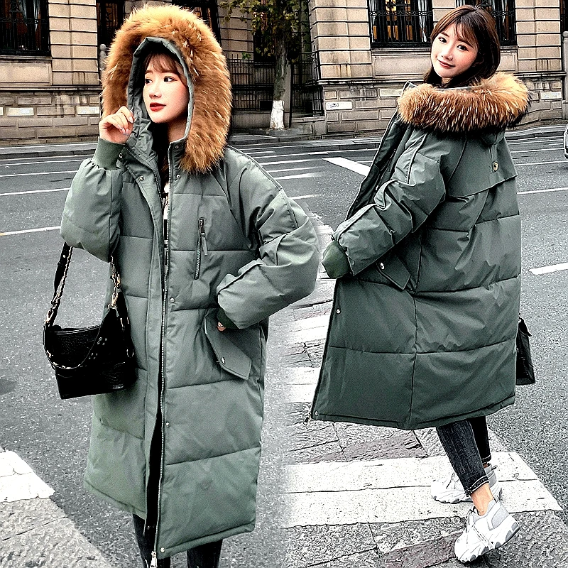 

Winter new 2021 down jacket men and women mid-length thickening couple casual temperament cool jacket loose thickening jacket
