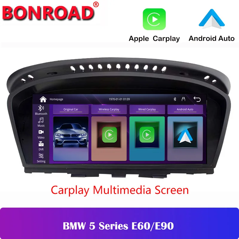 

Bonroad 8.8'' Wireless CarPlay Android Auto Display Screen For BMW 5 Series E60 E61 E62 E63 3 Series E90 E91 E92 E93 CCC CIC