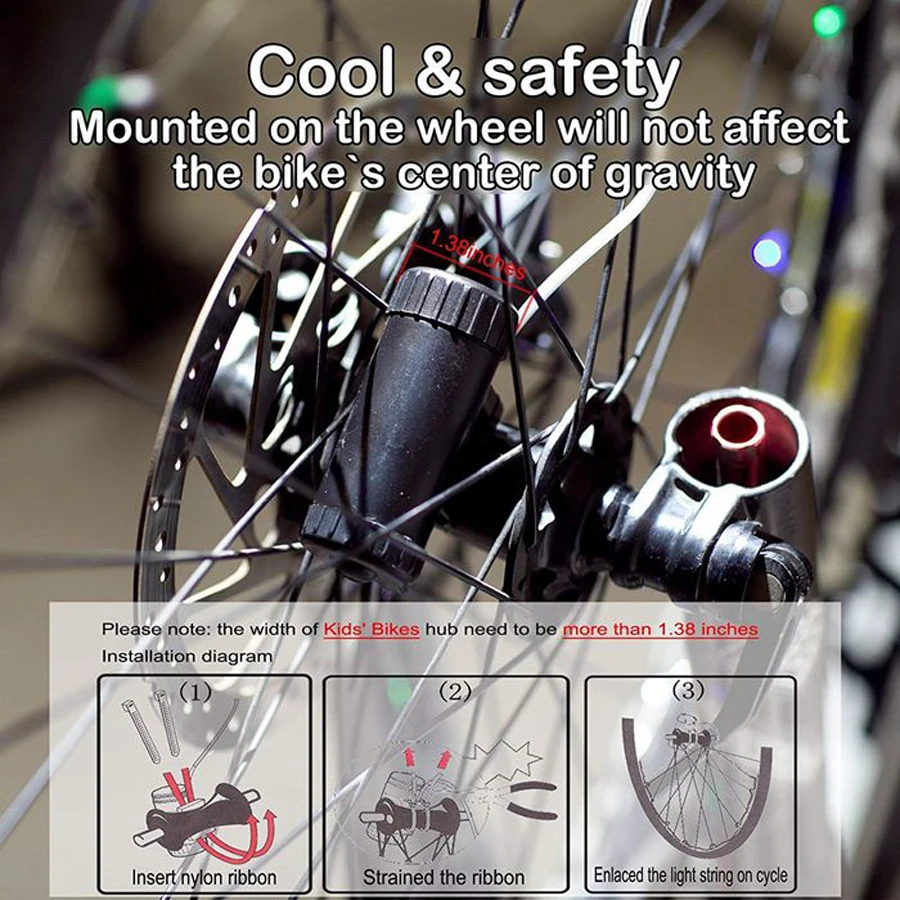 2 шт. светодиодный подсветка для велосипедного колеса яркие спицы Премиум 7