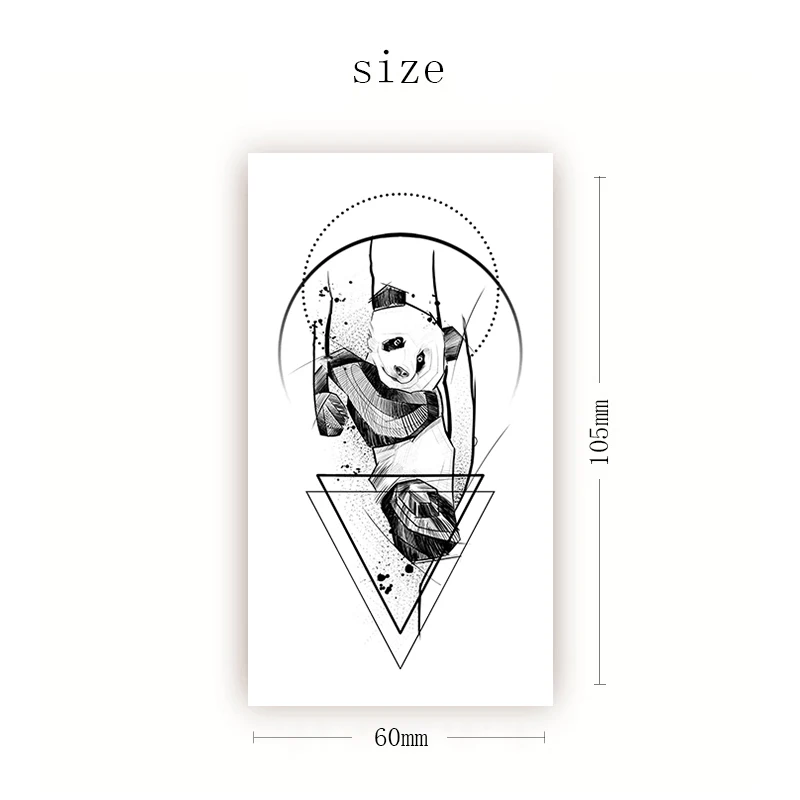 

Geometric Panda Triangle Temporary Tattoos Sticker Diamond Black Small Custom Tatto Line Body Art Arm Neck Fake Tatoos Women Men