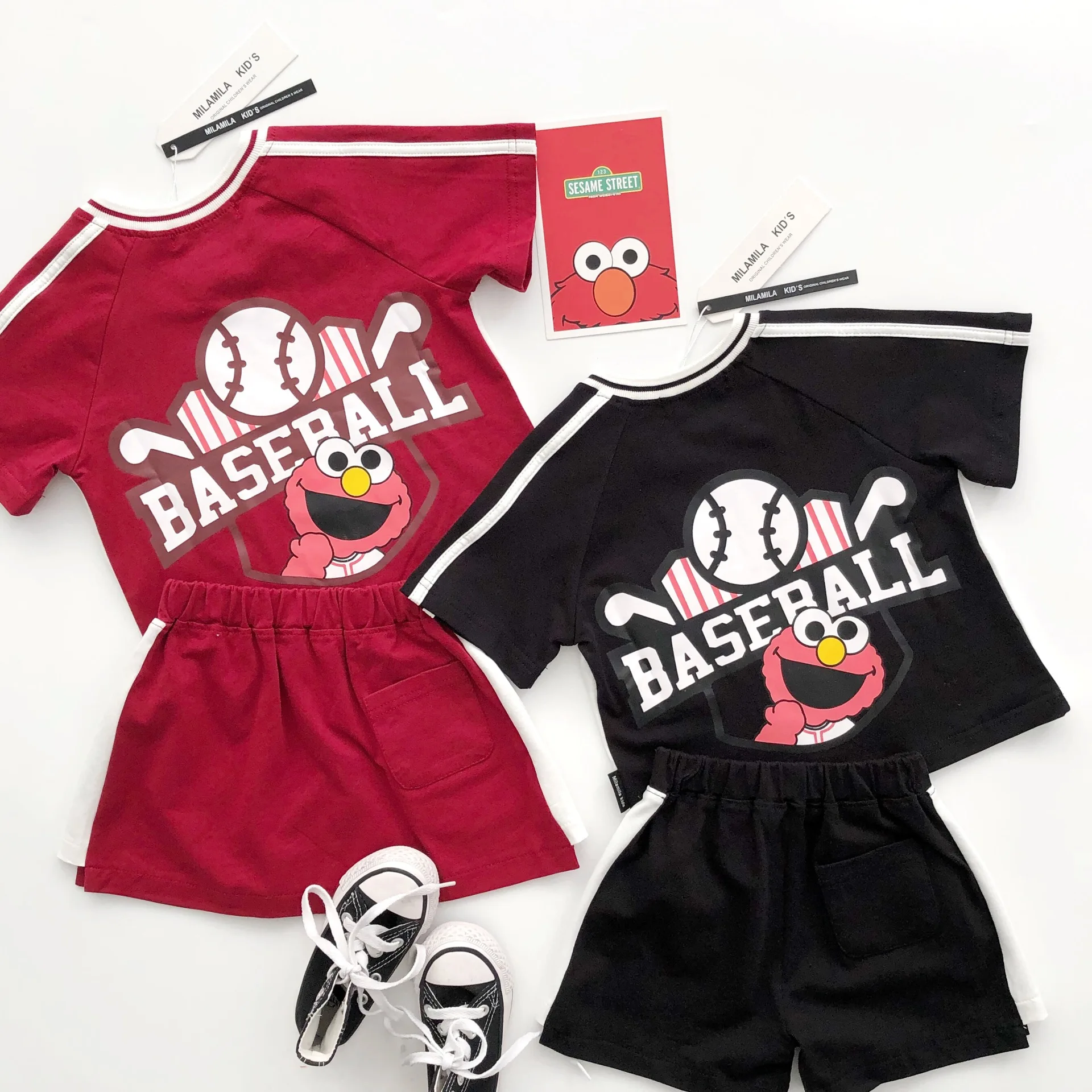 Tonytaobaby Весна и лето новый стиль спортивный комплект с короткими рукавами детский