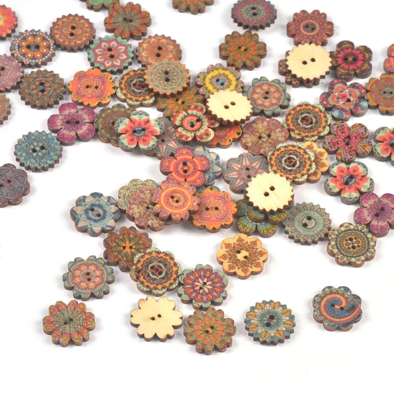 

50pcs Round Vintage Flowers ​Buttons for Garment Sewing Accessories Button Handmade DIY Crafts Clothes Bag Supplies Mixed
