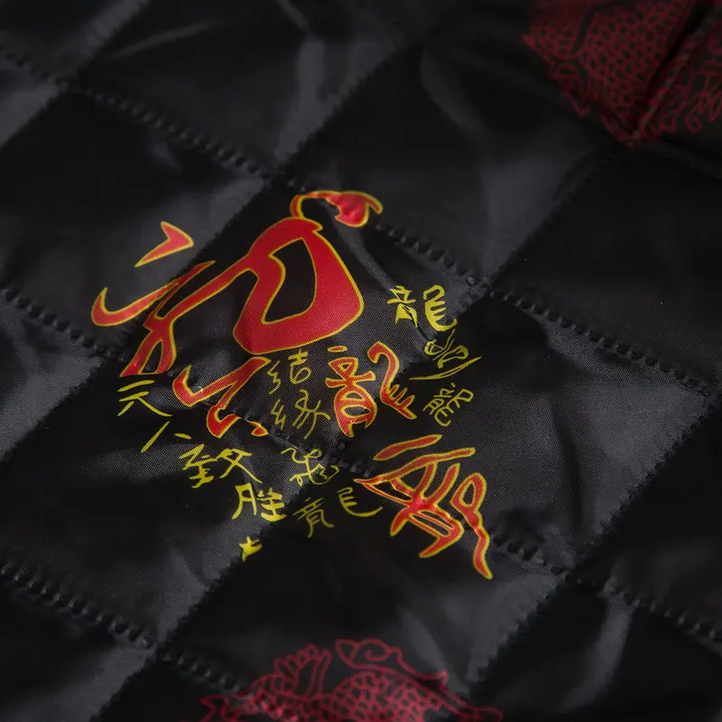 

Early Winter Jacket Men Red Black Jacquard Padded Tang Coat Man Chinese Classical Mandarin Collar Quilted Parkas Tunic Costume