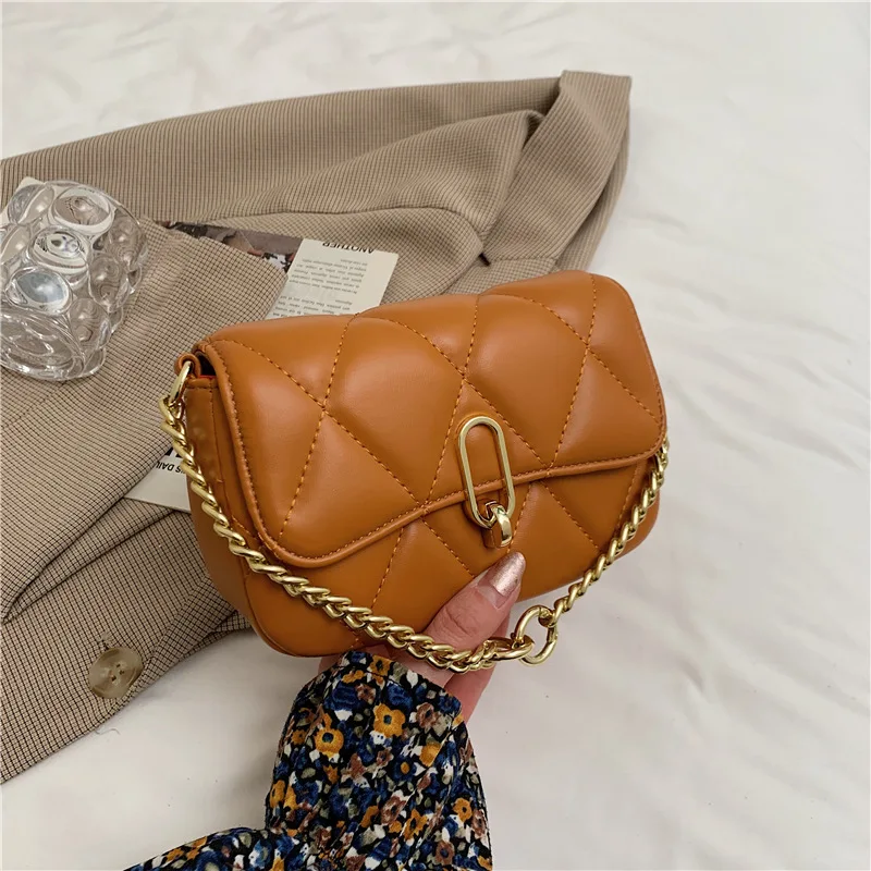 

High Quality Ladies Rhombic Embroidery Thread Lock Shoulder Bag 2021 New Korean Fashion Messenger Bag Net Red Small Square Bag