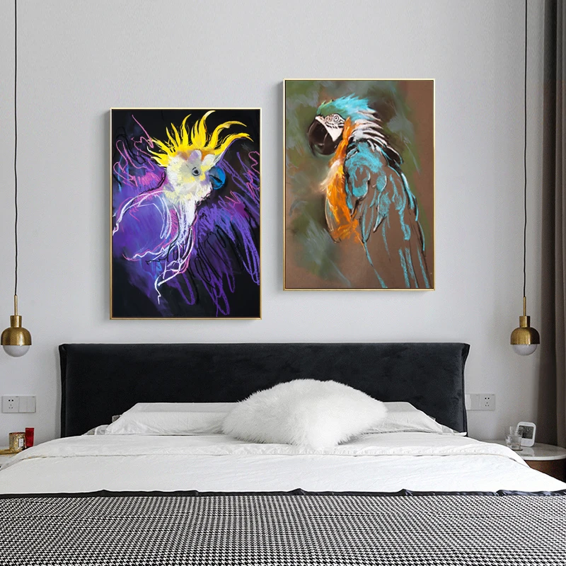 

RELIABLI ART Parrot Bird Poster Animal Pictures Canvas Painting Abstract Posters And Prints Wall Art For Living Room Decoration