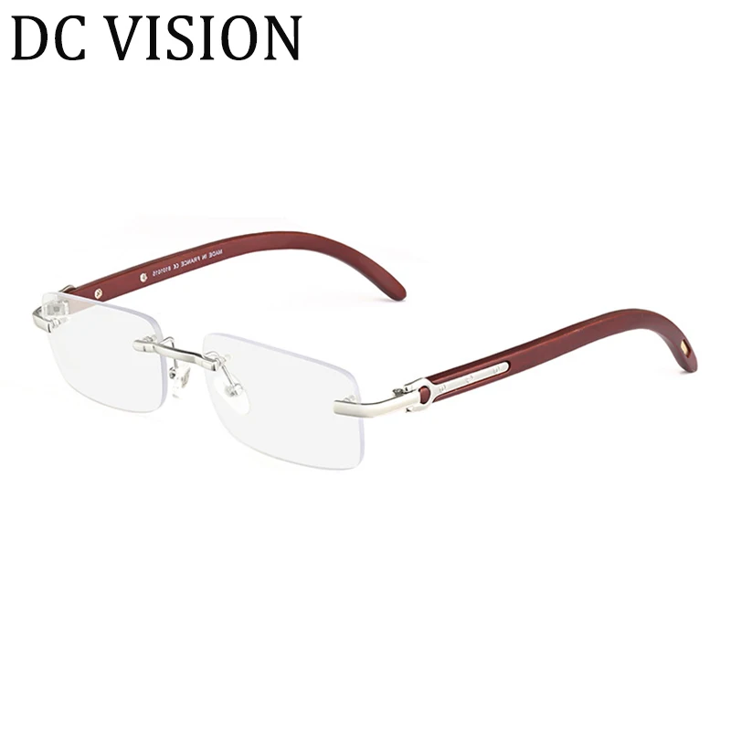 

Fashion Wood Rimless Optical Glasses Frame Men's 2022 Luxury Brand Designer Sunglasses Male Frameless Formula Eyeglasses UV400