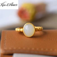 kissflower ri107 fine jewelry wholesale fashion woman girl bride birthday wedding gift vintage round 24kt gold resizable ring