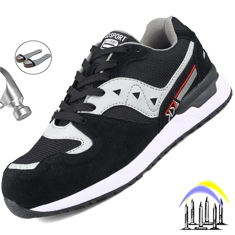 

Work Safety Shoes Anti-smashing Men Steel Toe Working Boots Male indestructible Work Shoes Lightweight Non-slip Male Footwear