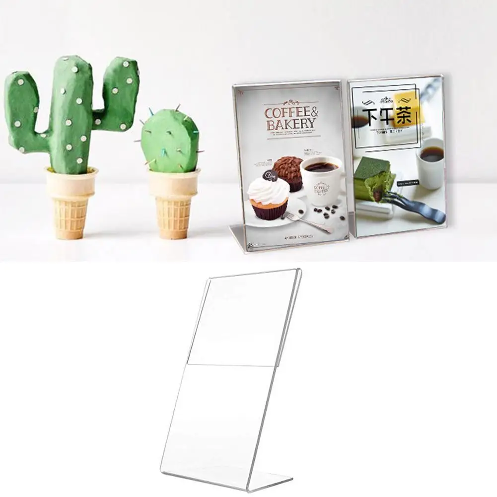 1pcs Acrylic display stand T1.5mm Vertical Clear L Shape Plastic Table Sign Price Tag Label Display Rack Paper Promotion stand images - 6